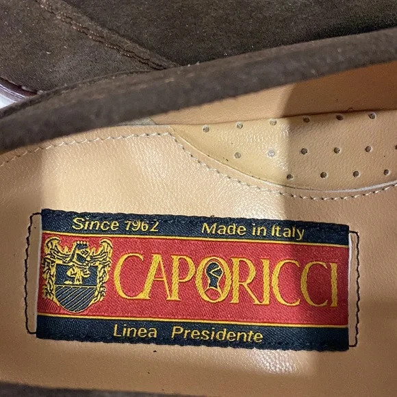 Caporicci calf, leather suede, vintage loafers never been worn, still in box.